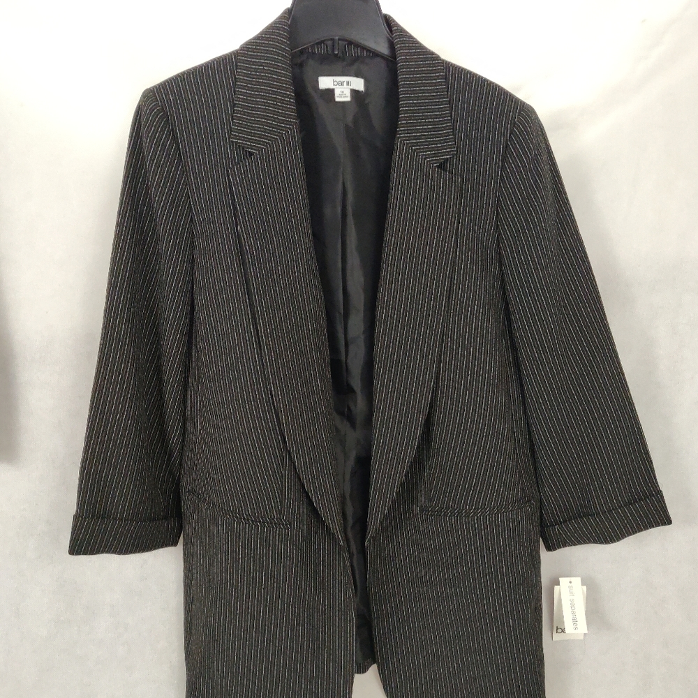 Bar III Trendy Plus Size Striped Blazer - Picture 3 of 10